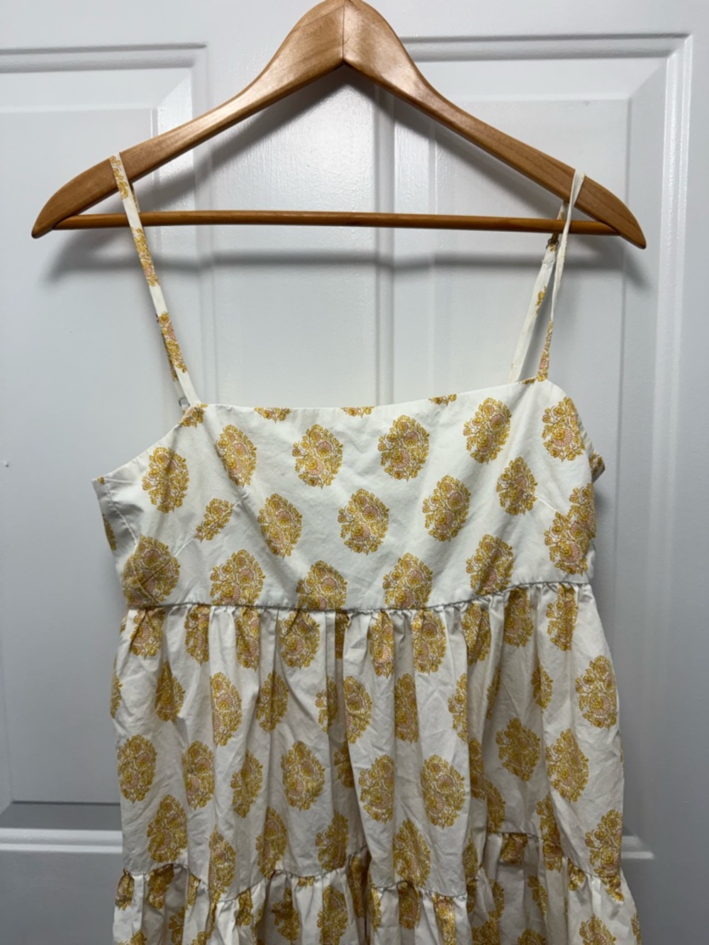 J.crew White Floral Tiered Tie Back Sleeveless Midi Dress Size 4 - Picture 3 of 7
